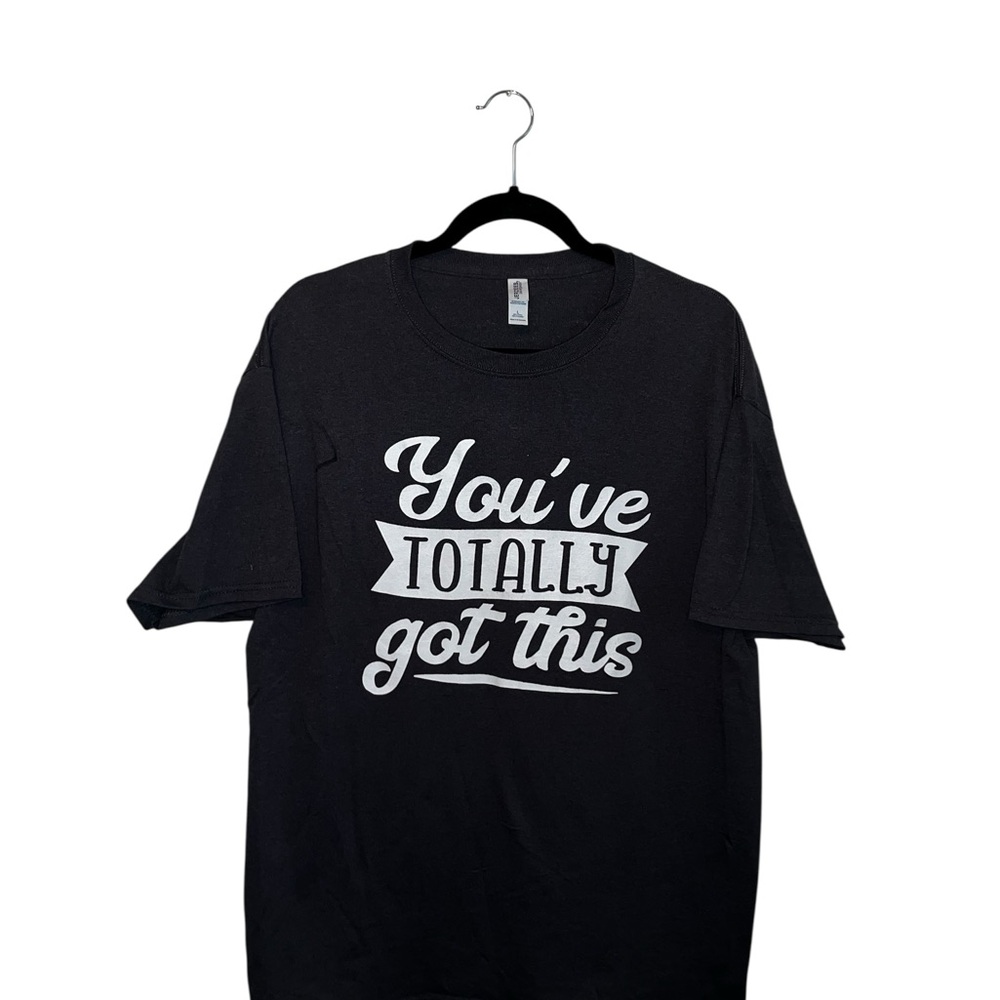 Black Graphic T-Shirt with Motivational Text